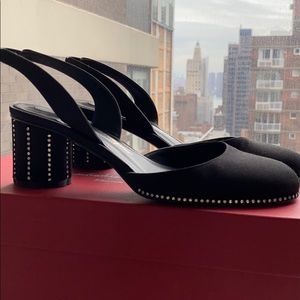 Ferragamo slingback satin block heel